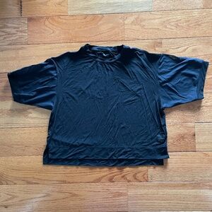 Machines For Freedom Cycling Athletic Cropped Black Tech Tee Mesh Short Sleeve